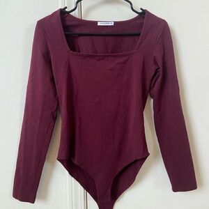 Mango Burgundy Long Sleeve Bodysuit